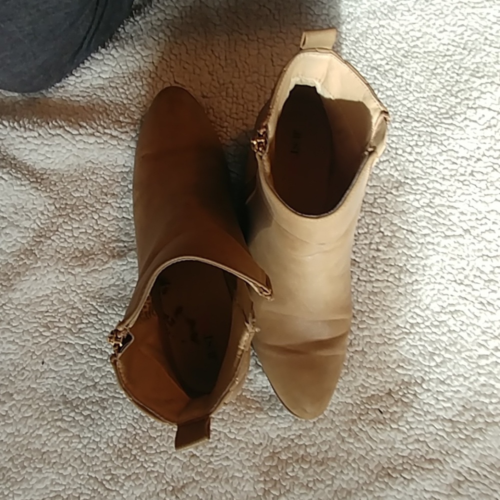 Tan zip up ankle booties
